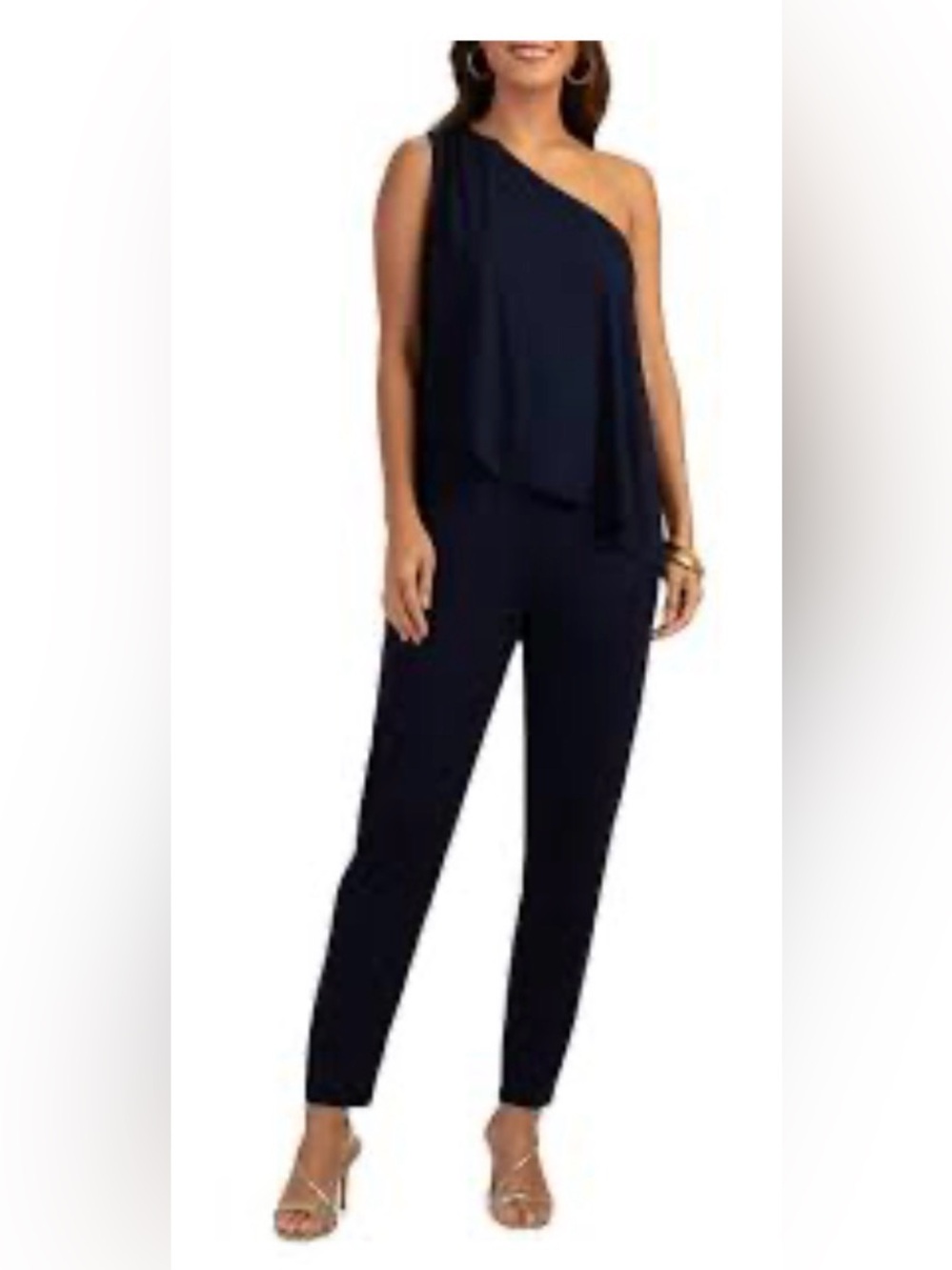 🆕 TRINA TURK Estell Jumpsuit One Shoulder Asymmetrical Drape